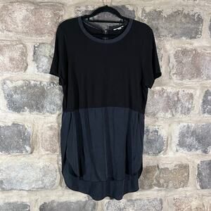 Wilfred‎ Black Silk Tunic M Rayon Top Panel Pocket Hi-Low Hem Shift Coastal